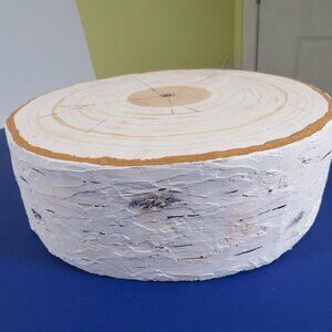 Faux White Birch Tree Stump Riser Pedestal Matte Finish Winter Holiday Snowy
